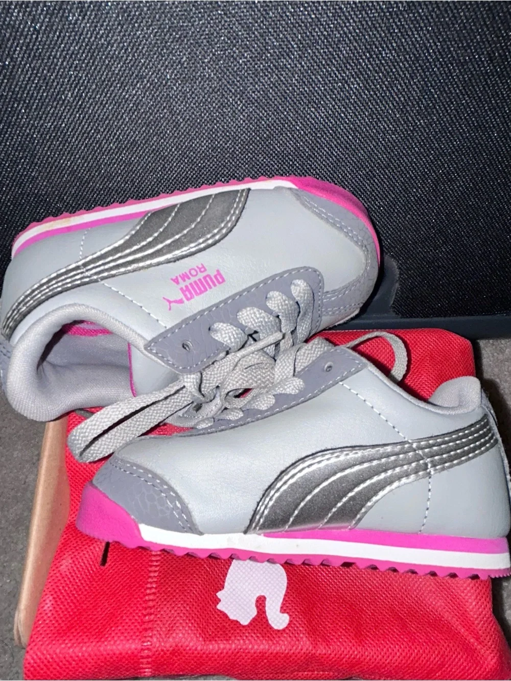 Puma Kids Gray and Pink Low-Top Sneakers